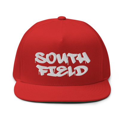 'Southfield' Flat Bill Snapback | White/Black Embroidery