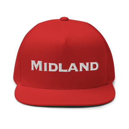 'Midland' Flat Bill Snapback | White/Black Embroidery