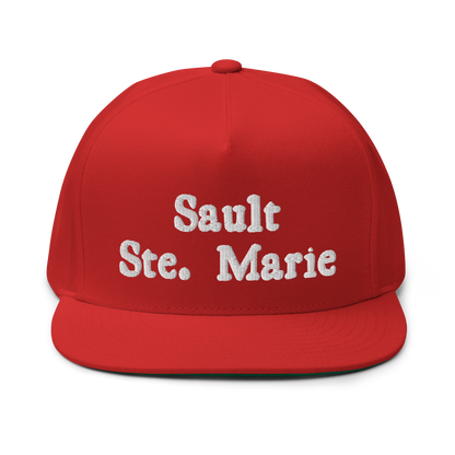 'Sault Ste. Marie' Flat Bill Snapback | White/Black Embroidery