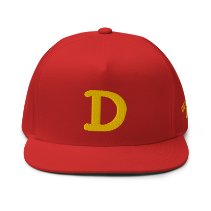 Detroit 'Old French D' Flat Bill Snapback (w/ Side Design) | Gold Embroidery