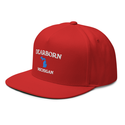 'Dearborn Michigan' Flat Bill Snapback (w/ Michigan Outline)