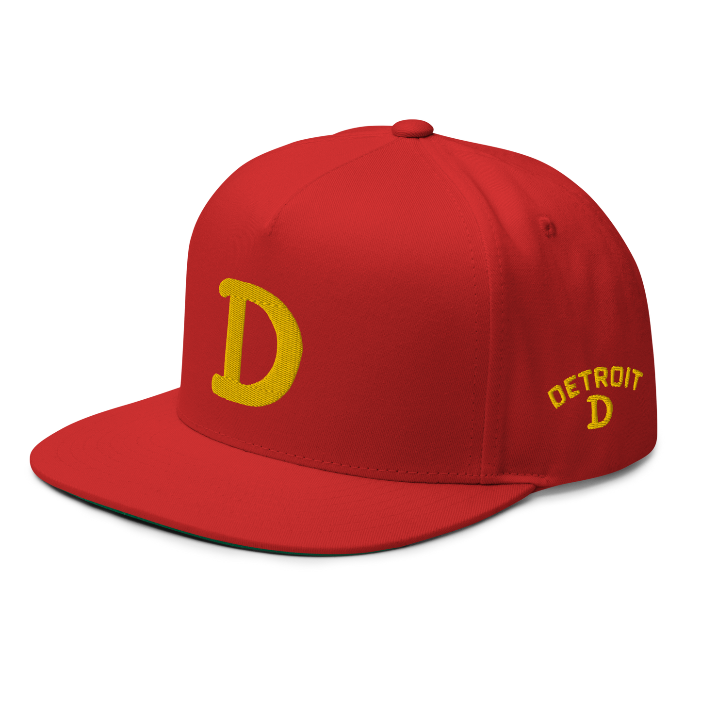 Detroit 'Old French D' Flat Bill Snapback (w/ Side Design) | Gold Embroidery