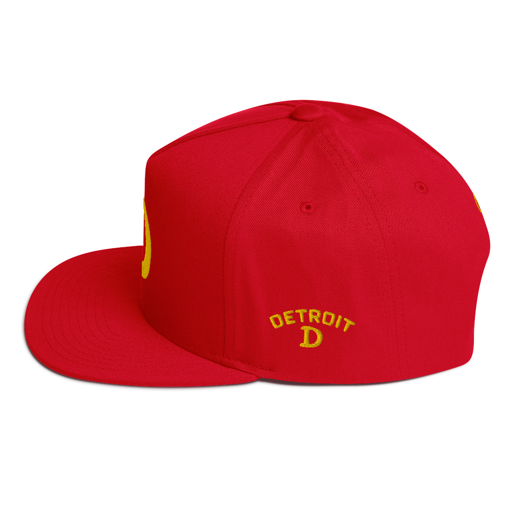 Detroit 'Old French D' Flat Bill Snapback (w/ Side Design) | Gold Embroidery