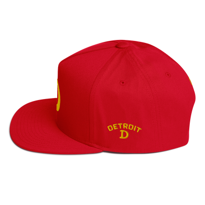 Detroit 'Old French D' Flat Bill Snapback (w/ Side Design) | Gold Embroidery