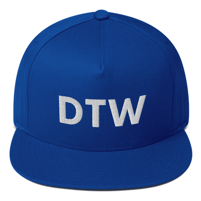 Detroit 'DTW' Flat Bill Hat | White/Black Embroidery - Circumspice Michigan