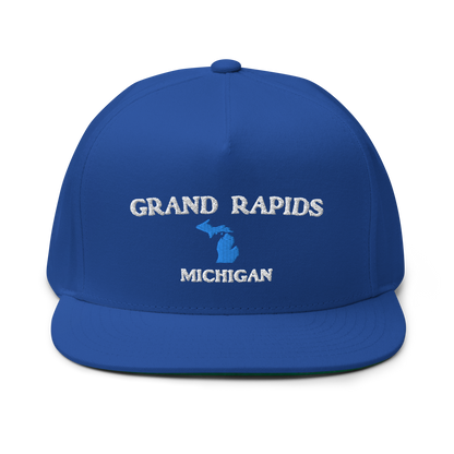 'Grand Rapids Michigan' Flat Bill Snapback Cap (w/ Michigan Outline)