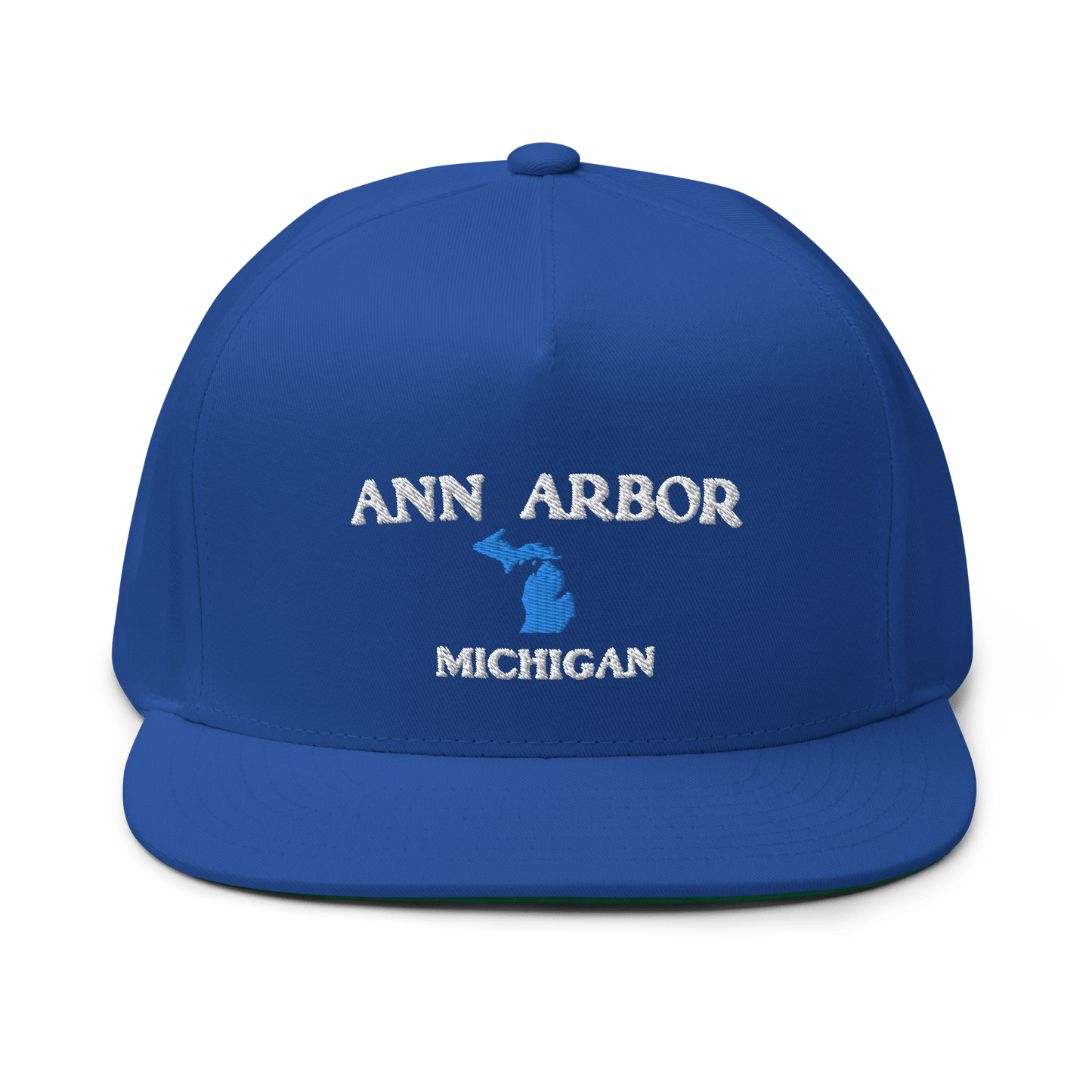 'Ann Arbor Michigan' Flat Bill Snapback Cap (w/ Michigan Outline)