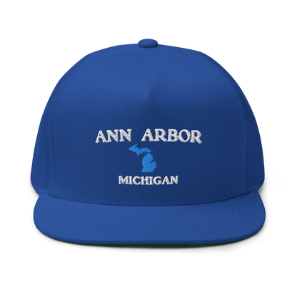 'Ann Arbor Michigan' Flat Bill Snapback Cap (w/ Michigan Outline)