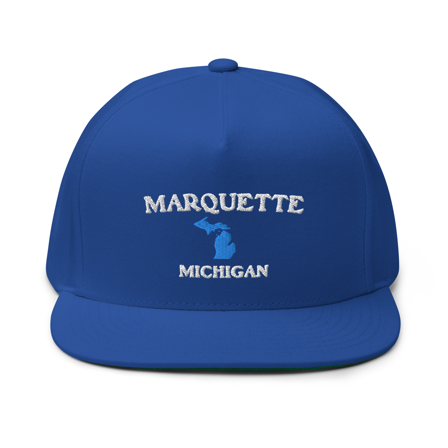 'Marquette Michigan' Flat Bill Snapback (w/ Michigan Outline)