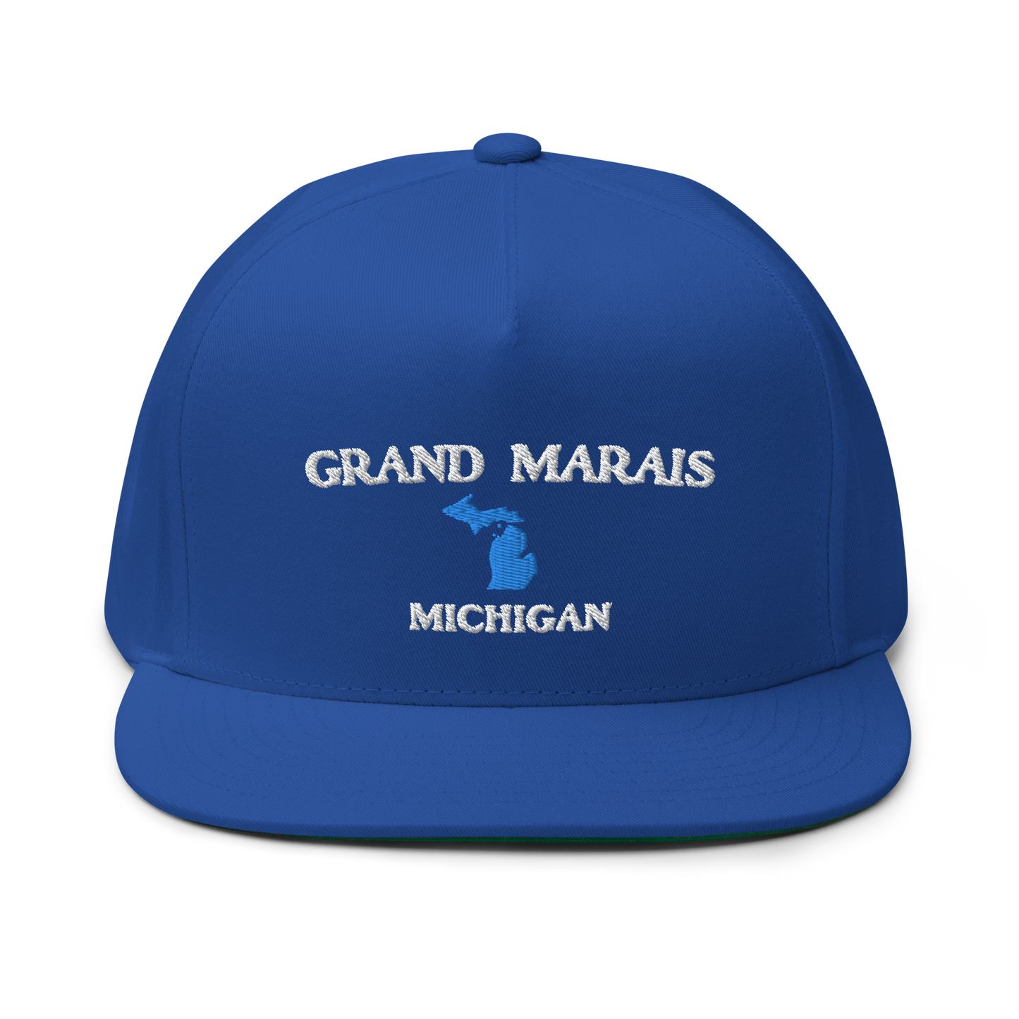 'Grand Marais Michigan' Flat Bill Snapback (w/ Michigan Outline)