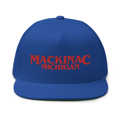 'Mackinac Michigan' Flat Bill Snapback (1980s Drama Parody)