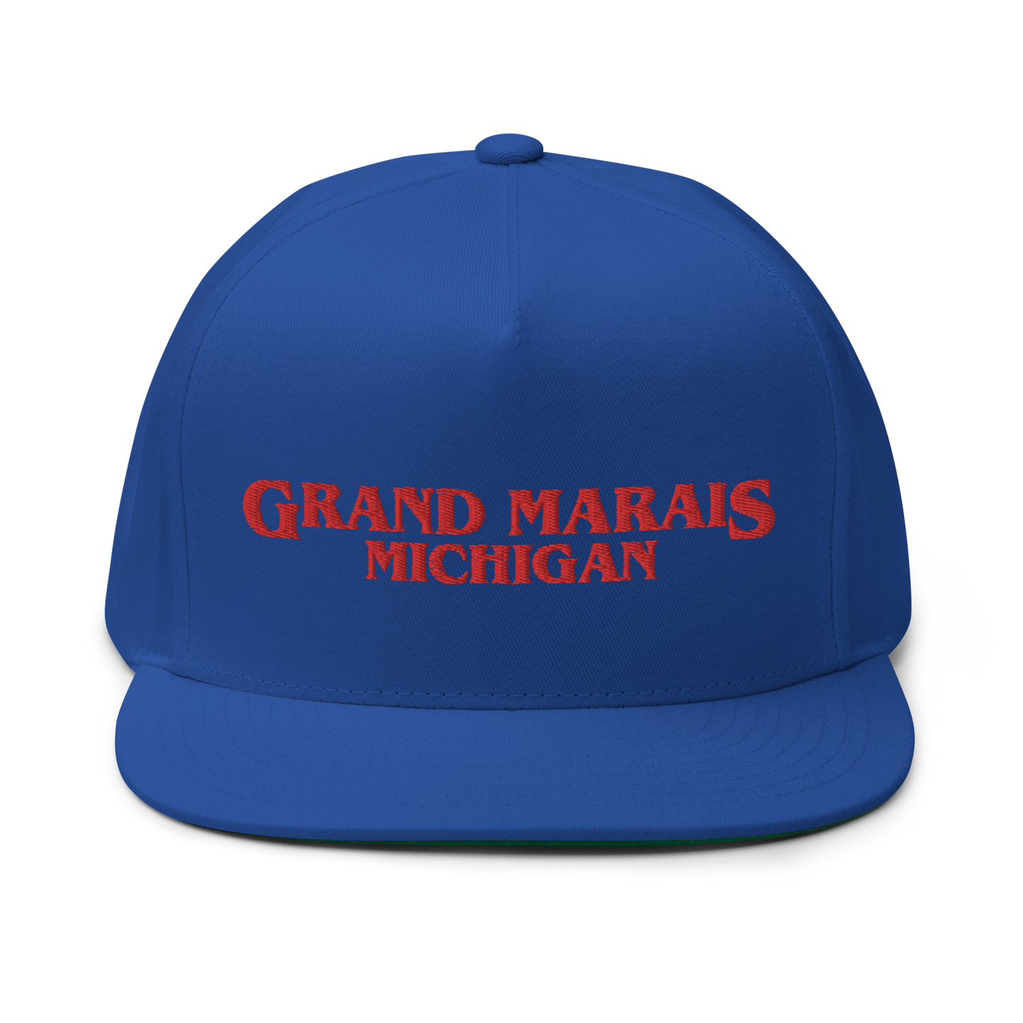 'Grand Marais Michigan' Flat Bill Snapback (1980s Drama Parody)