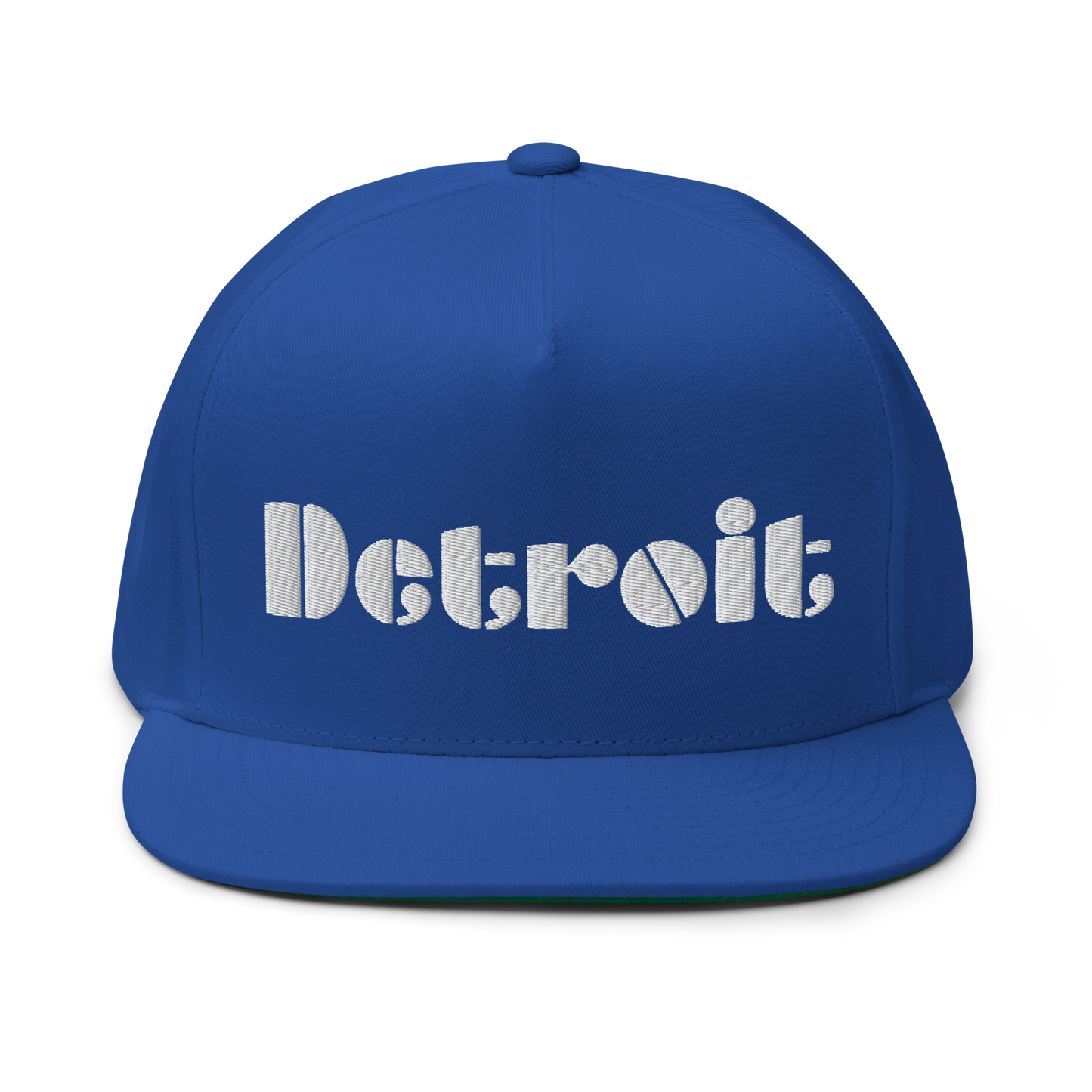 'Detroit' Flat Bill Snapback | White/Black Embridery