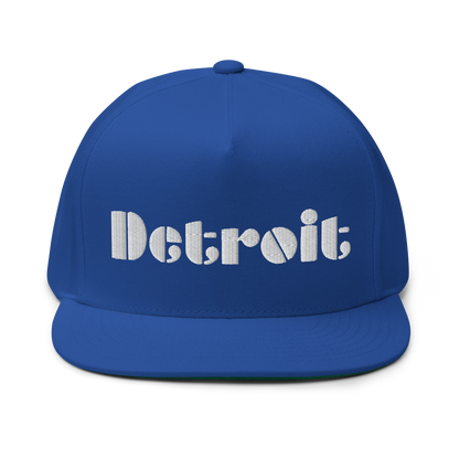 'Detroit' Flat Bill Snapback | White/Black Embridery