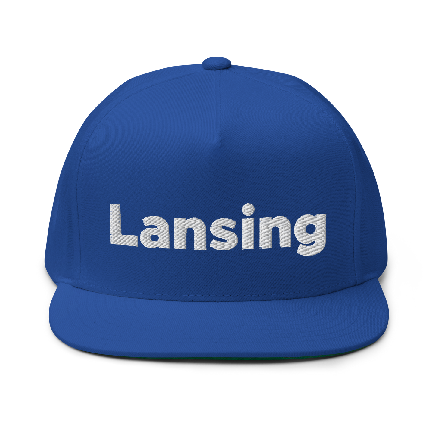 'Lansing' Flat Bill Snapback | White/Black Embroidery