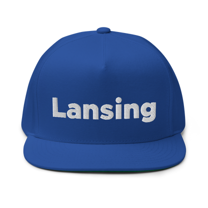 'Lansing' Flat Bill Snapback | White/Black Embroidery