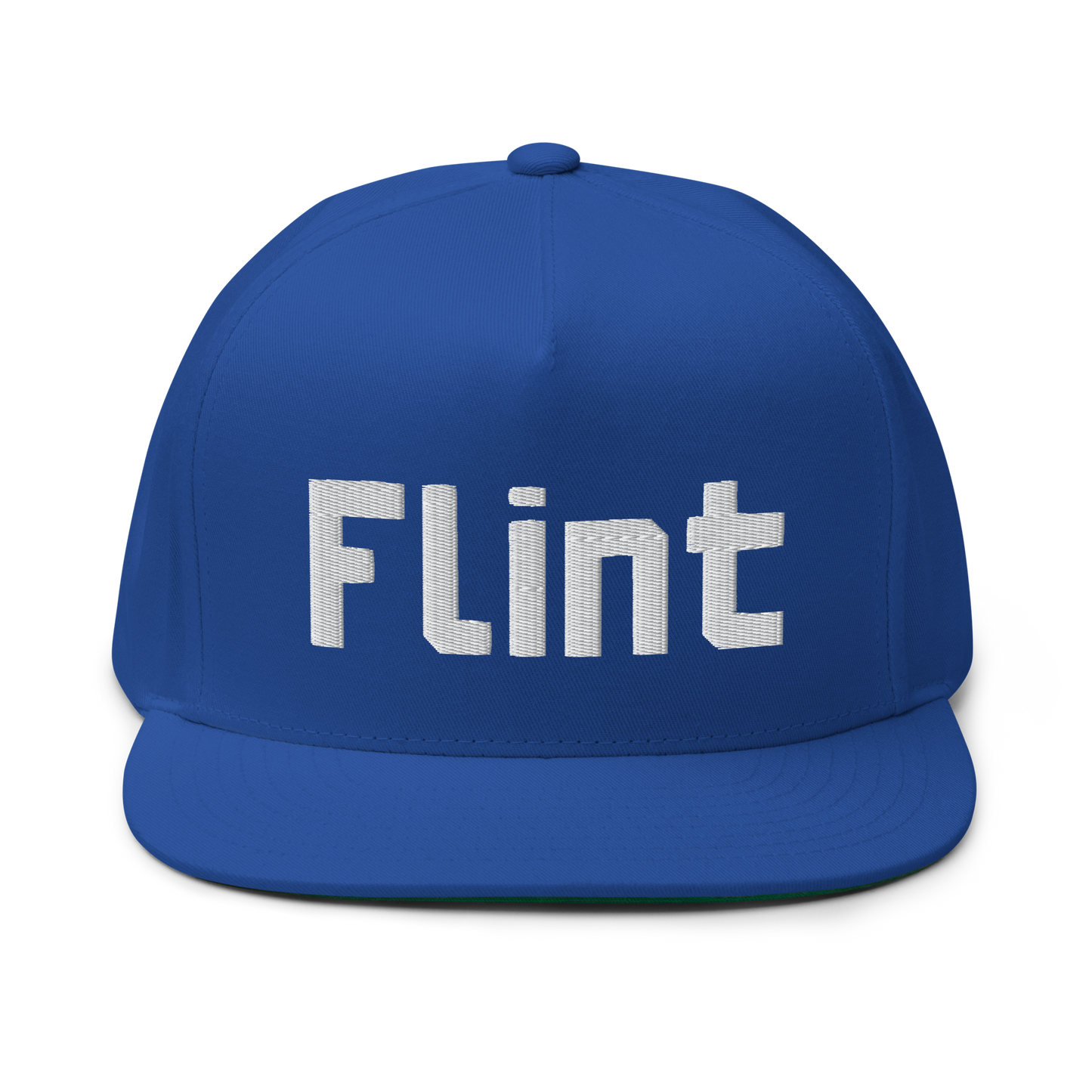 'Flint' Flat Bill Snapback | White/Black Embroidery