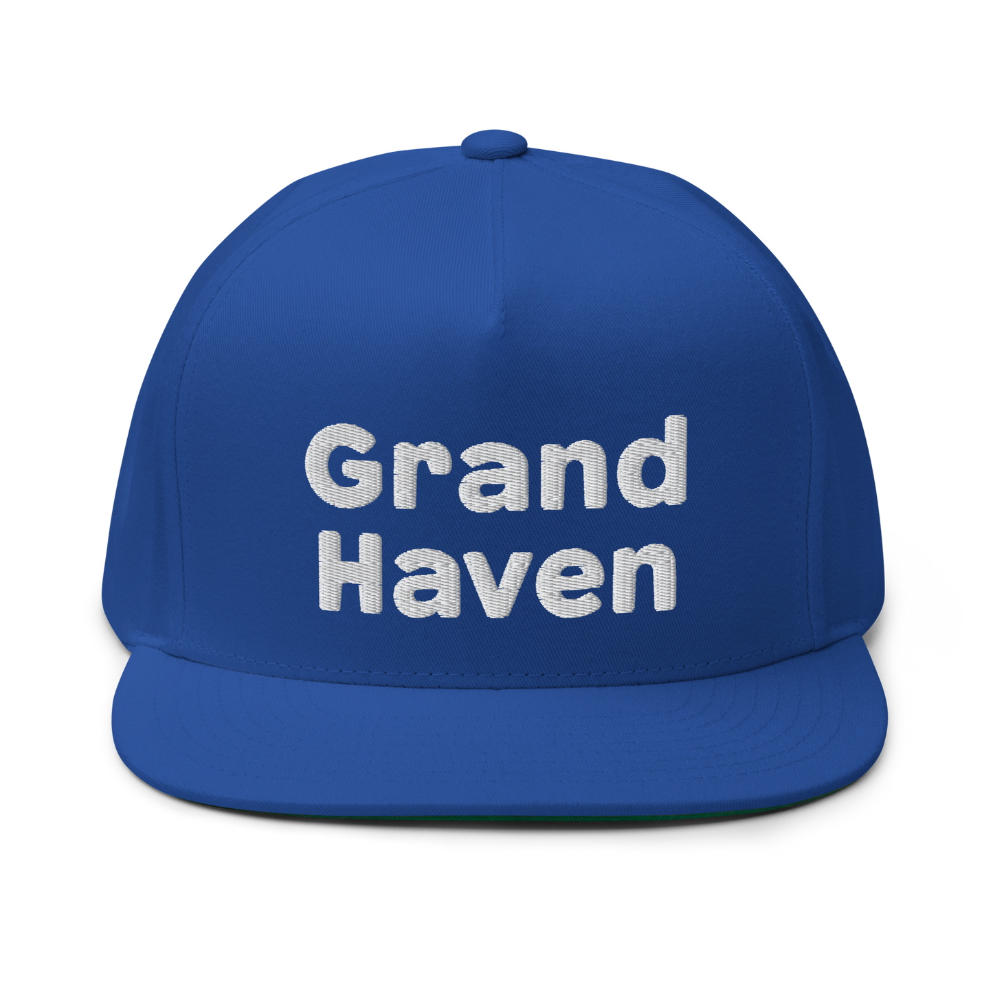 'Grand Haven' Flat Bill Snapback | White/Black Embroidery