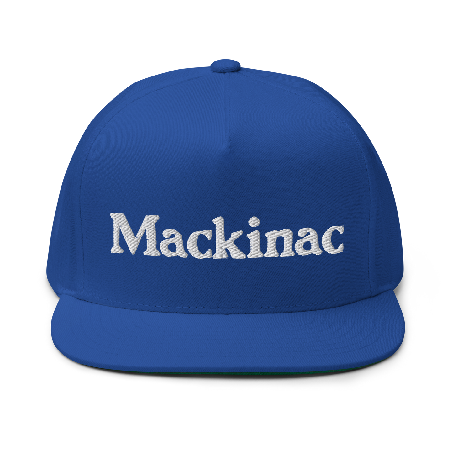 'Mackinac' Flat Bill Cap | White/Black Embroidery