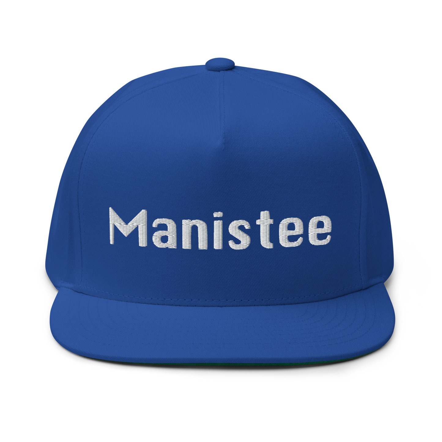 'Manistee' Flat Bill Snapback | White/Black Embroidery