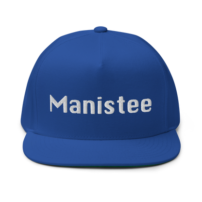 'Manistee' Flat Bill Snapback | White/Black Embroidery