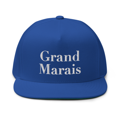 'Grand Marais' Flat Bill Snapback | White/Black Embroidery