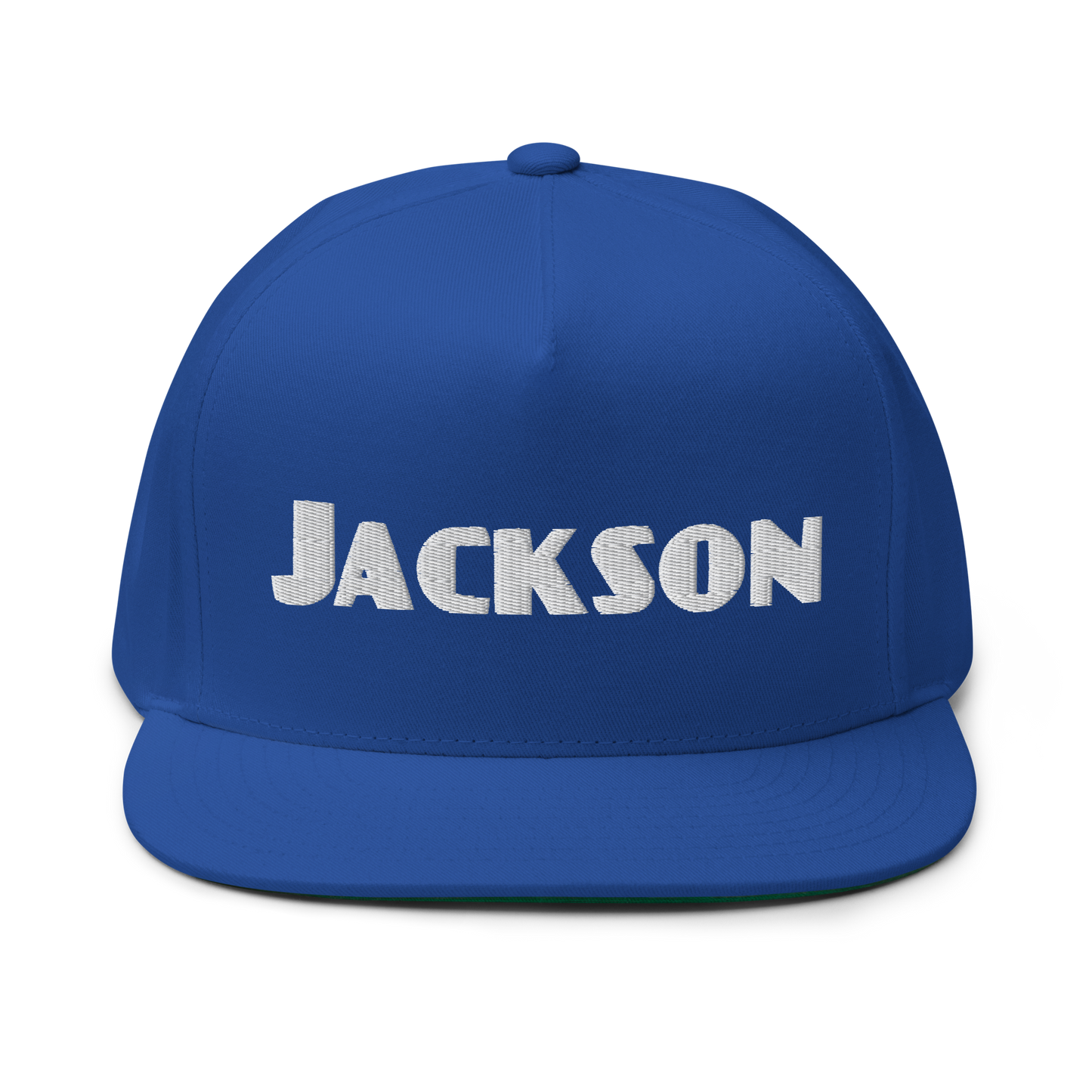 'Jackson' Flat Bill Snapback | White/Black Embroidery