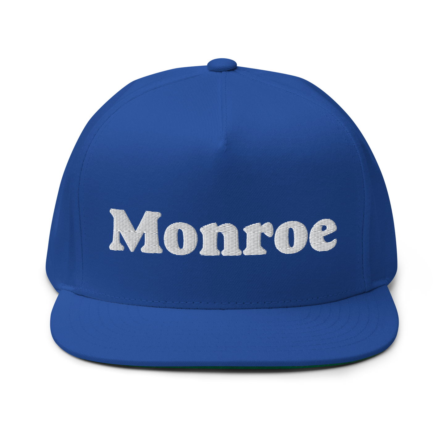 'Monroe' Flat Bill Snapback | White/Black Embroidery