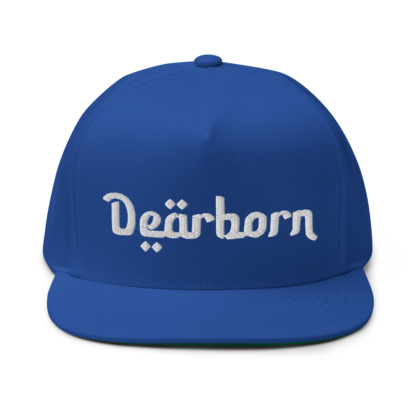 'Dearborn' Flat Bill Snapback | White/Black Embroidery