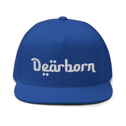 'Dearborn' Flat Bill Snapback | White/Black Embroidery
