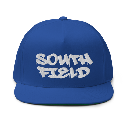 'Southfield' Flat Bill Snapback | White/Black Embroidery