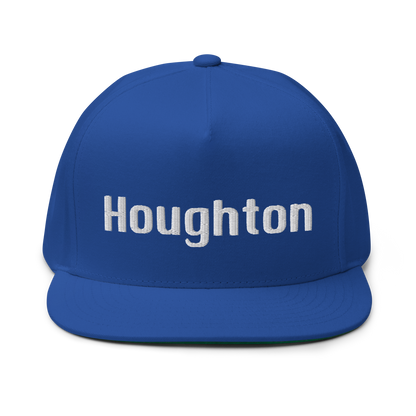 'Houghton' Flat Bill Snapback | White/Black Embroidery