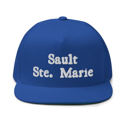 'Sault Ste. Marie' Flat Bill Snapback | White/Black Embroidery