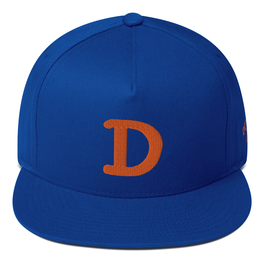 Detroit 'Old French D' Flat Bill Snapback (w/ Side Design) | Orange Embroidery