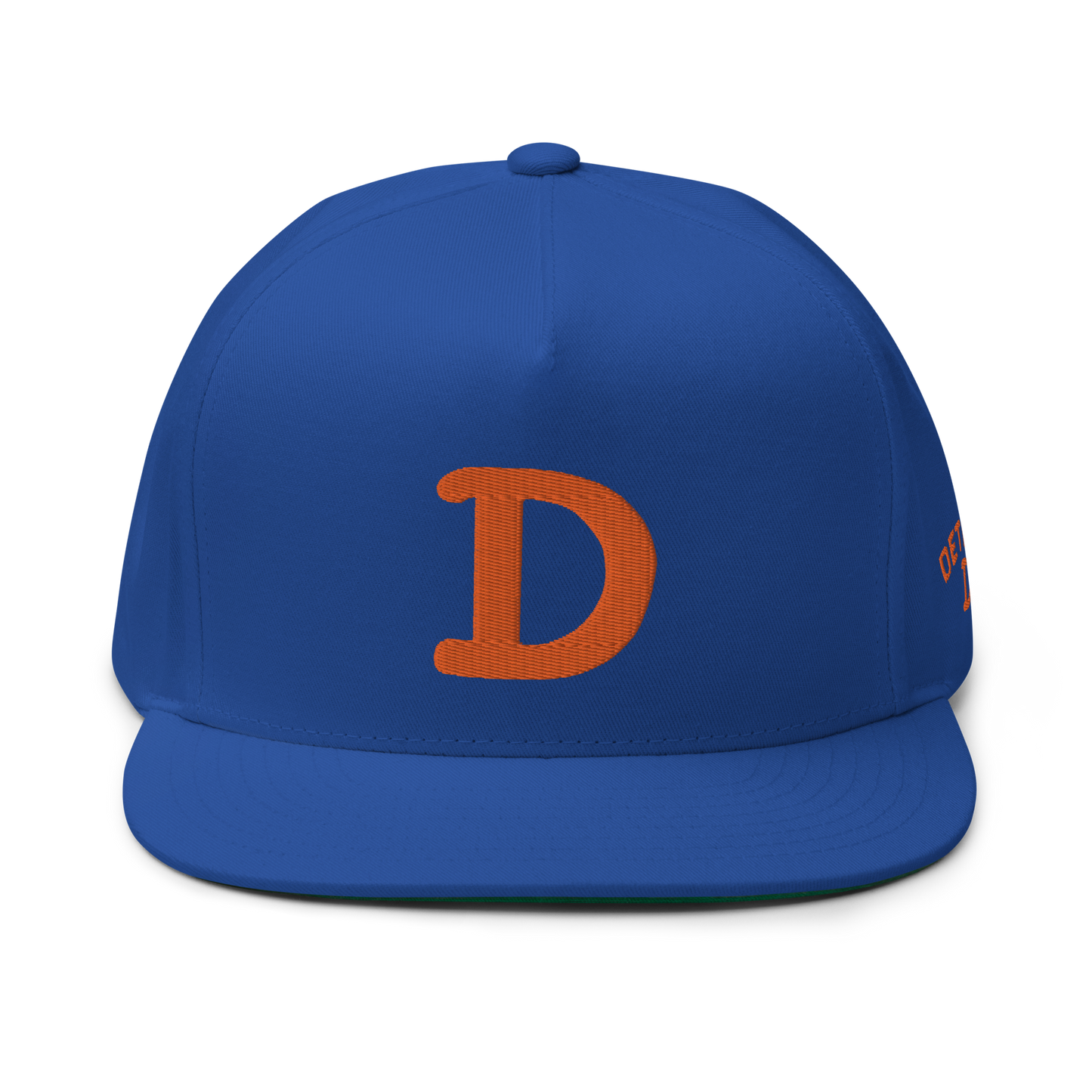 Detroit 'Old French D' Flat Bill Snapback (w/ Side Design) | Orange Embroidery