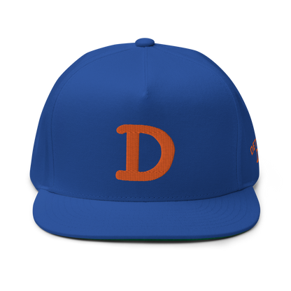 Detroit 'Old French D' Flat Bill Snapback (w/ Side Design) | Orange Embroidery