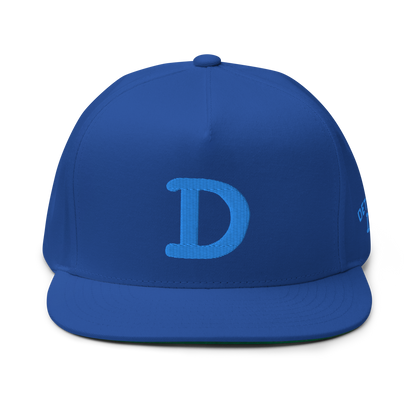 Detroit 'Old French D' Flat Bill Snapback (w/ Side Design) | Azure Embroidery