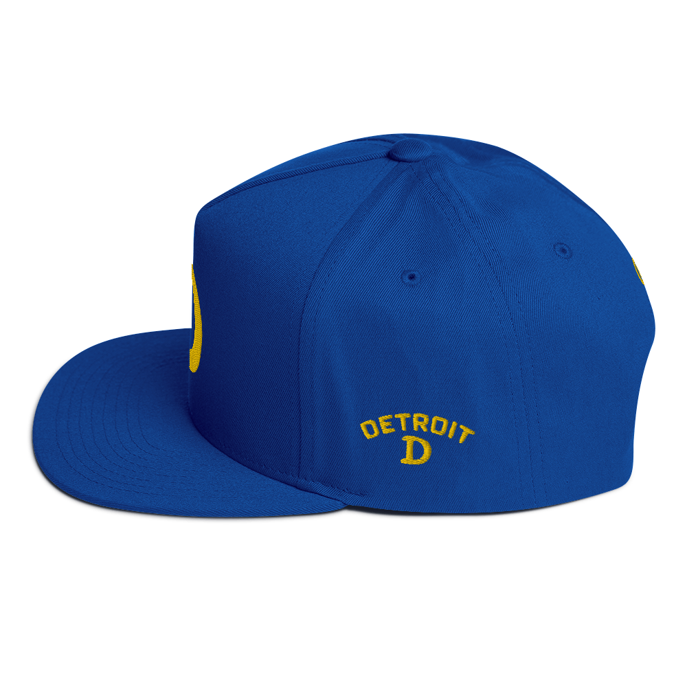 Detroit 'Old French D' Flat Bill Snapback (w/ Side Design) | Gold Embroidery