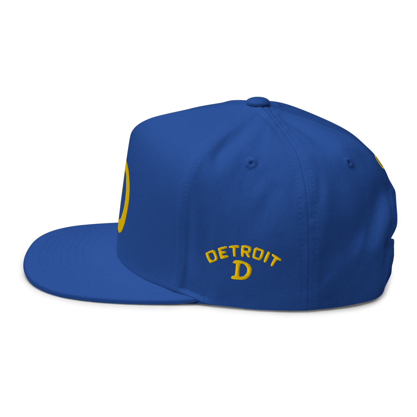 Detroit 'Old French D' Flat Bill Snapback (w/ Side Design) | Gold Embroidery