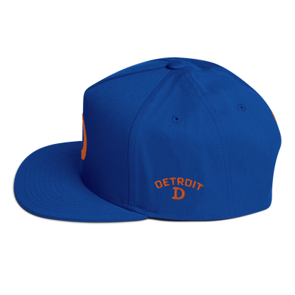 Detroit 'Old French D' Flat Bill Snapback (w/ Side Design) | Orange Embroidery