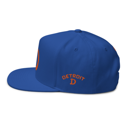 Detroit 'Old French D' Flat Bill Snapback (w/ Side Design) | Orange Embroidery