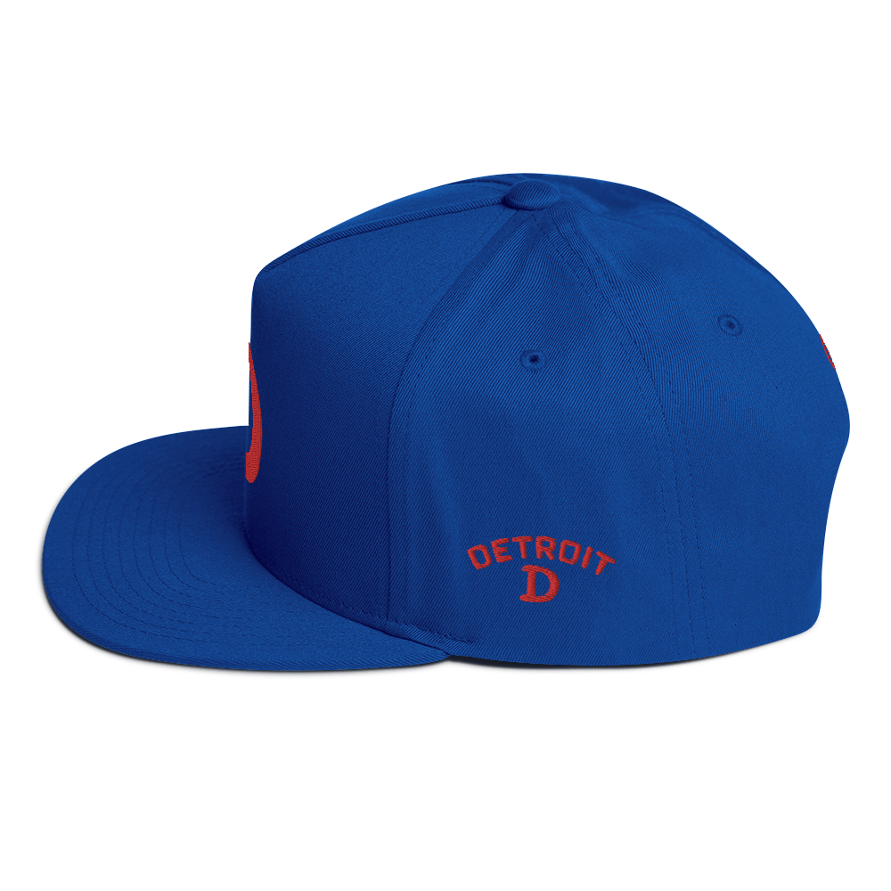 Detroit 'Old French D' Flat Bill Snapback (w/ Side Design) | Red Embroidery