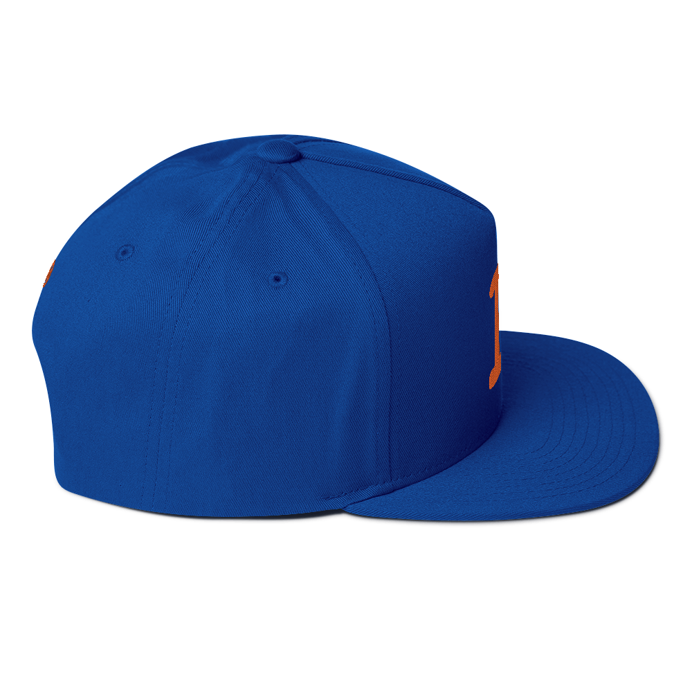 Detroit 'Old French D' Flat Bill Snapback (w/ Side Design) | Orange Embroidery