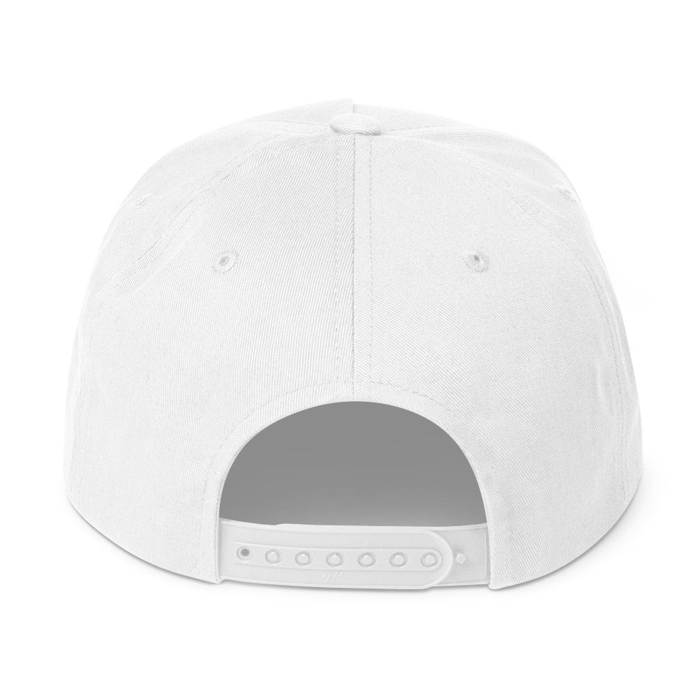 'Traverse City' Flat Bill Snapback | White/Black Embroidery