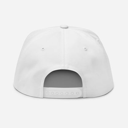 'Traverse City' Flat Bill Snapback | White/Black Embroidery