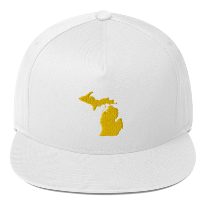 Michigan Outline Flat Bill Cap | Gold Embroidery - Circumspice Michigan