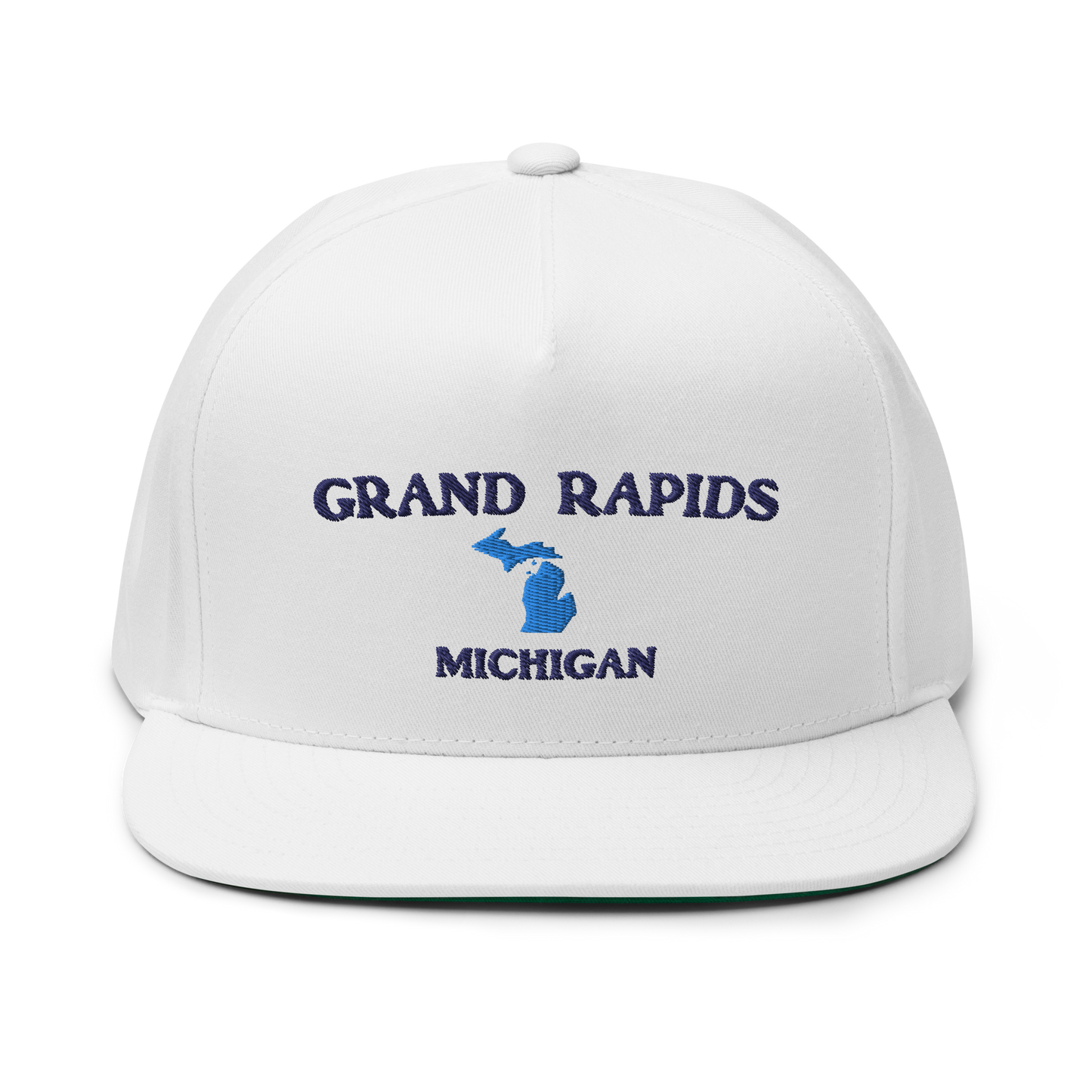 'Grand Rapids Michigan' Flat Bill Snapback Cap (w/ Michigan Outline)