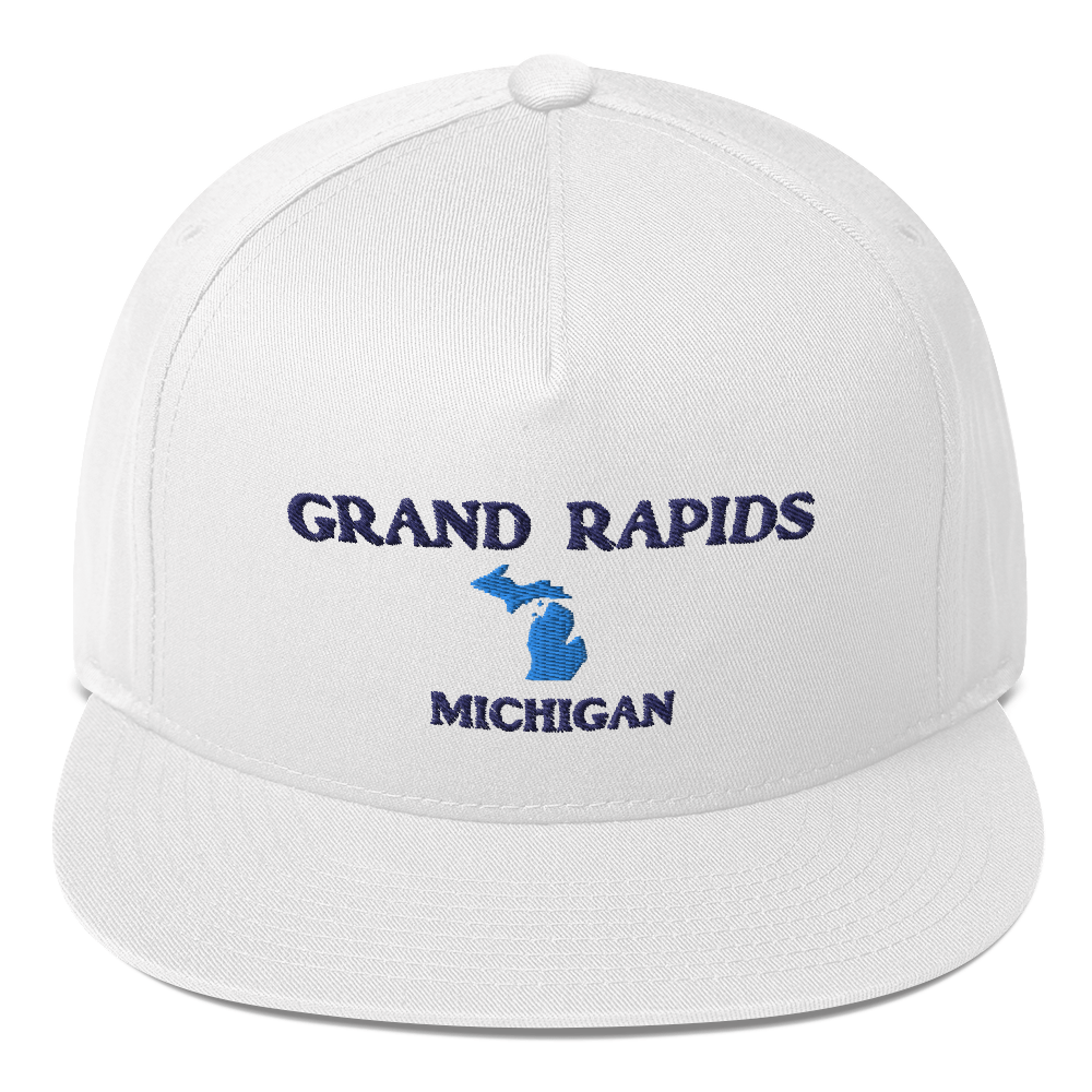 'Grand Rapids Michigan' Flat Bill Snapback Cap (w/ Michigan Outline)