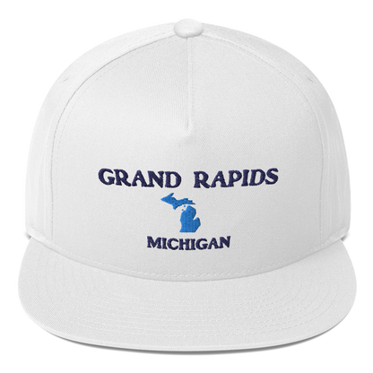 'Grand Rapids Michigan' Flat Bill Snapback Cap (w/ Michigan Outline)