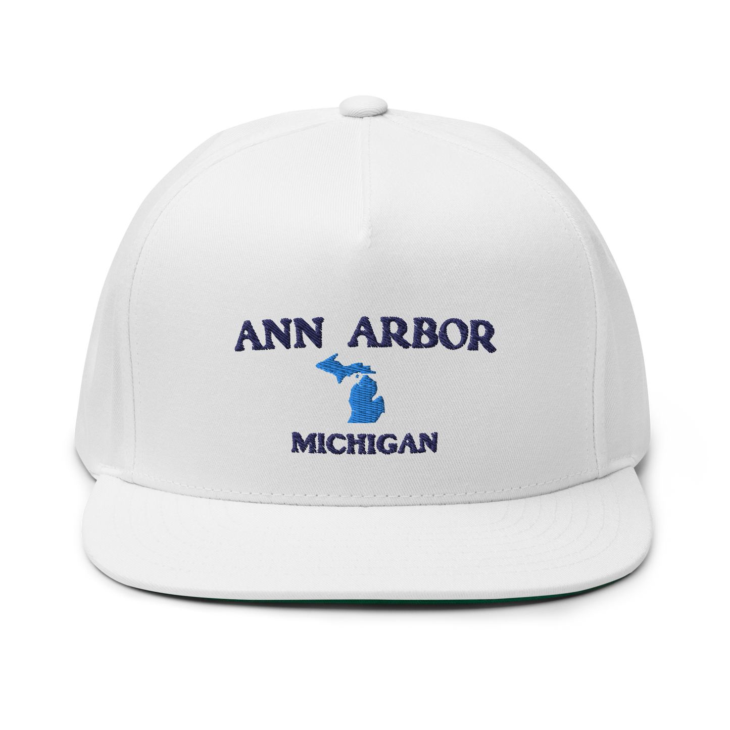 'Ann Arbor Michigan' Flat Bill Snapback Cap (w/ Michigan Outline)